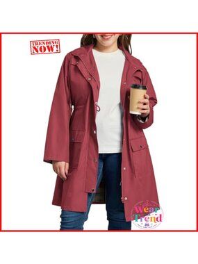 Plus Size Waterproof Raincoat Hooded Windbreaker Jacket